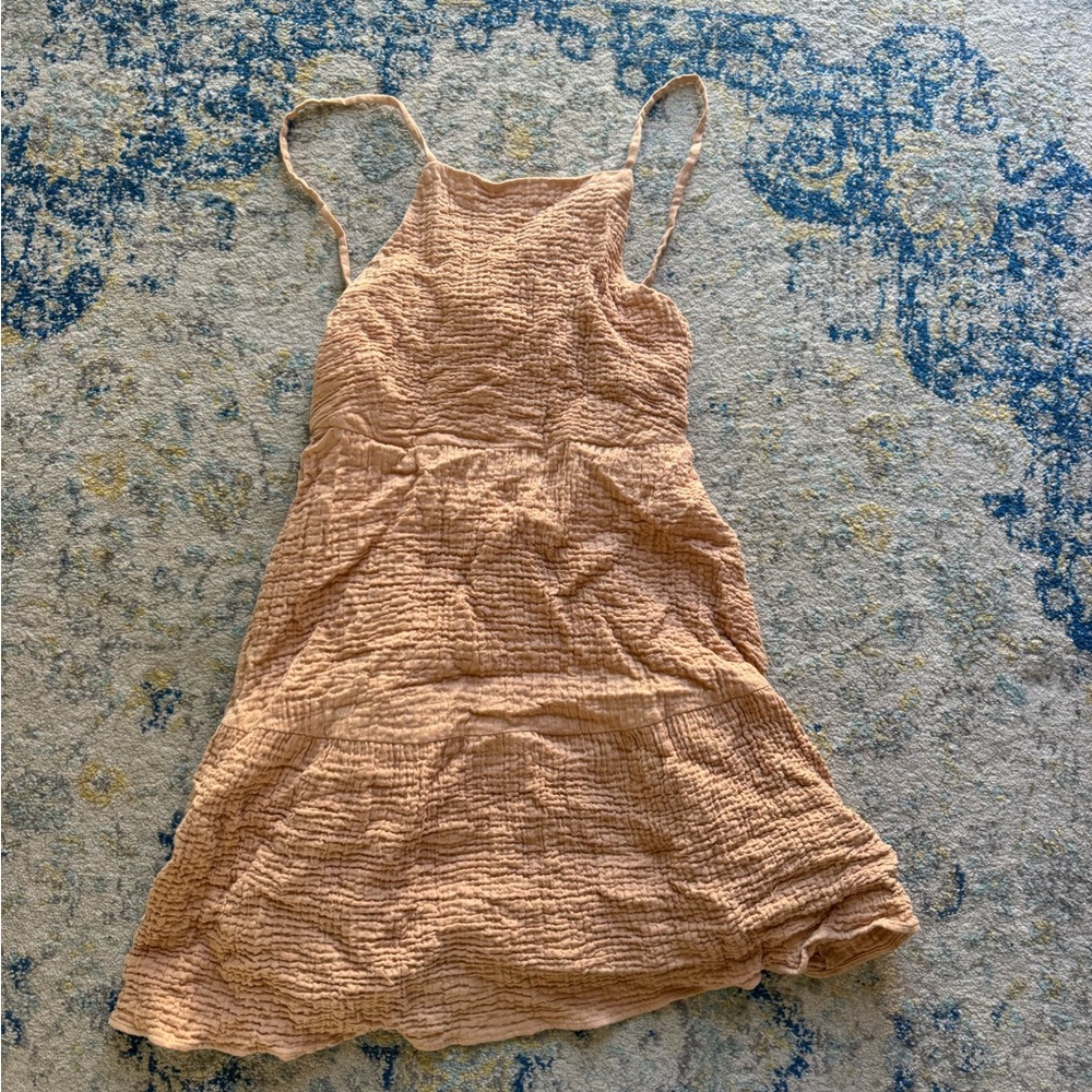 Zara tan tie back dress